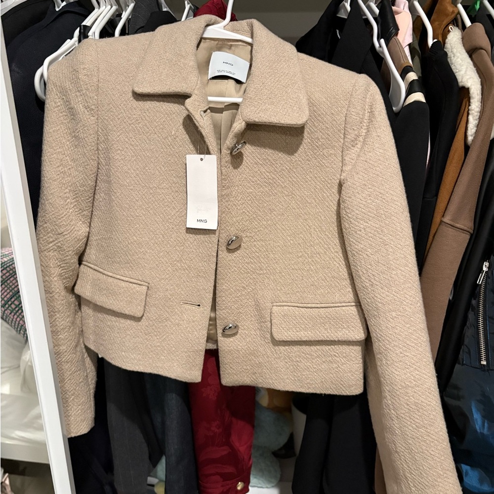Mango Textured Cream Blazer